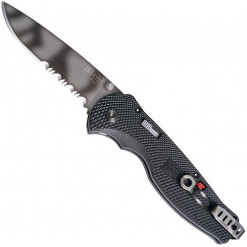 Partially Serrated Flash II Knife With TigerStripe Blade