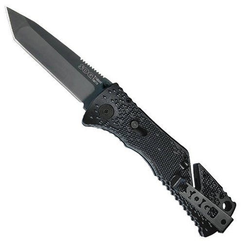 Black TiNi Trident Mini Straight Tanto Knife