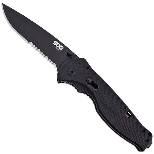 Partially Serrated Flash II Knife With Black TiNi Handle