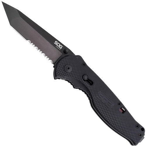 Partially Serrated Flash II With Black TiNi Tanto Knife