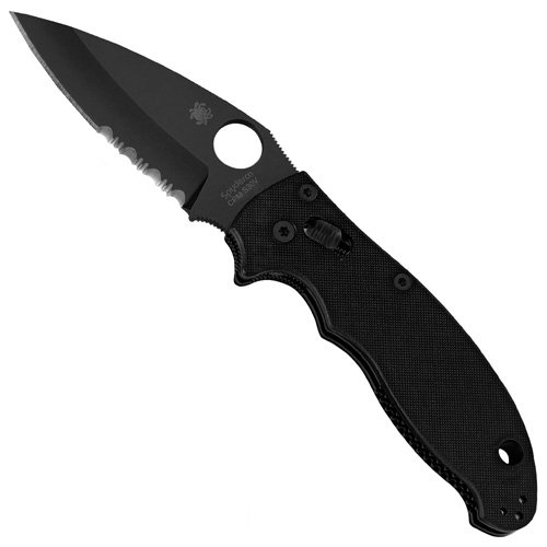 Spyderco Manix2 G-10 Black Blade Combo Edge Folding Knife