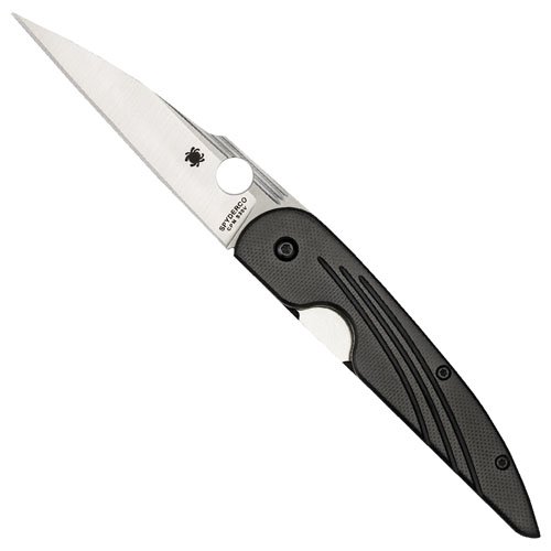 Spyderco Des Horn Black Smooth G-10 Plain Edge Folding Knife