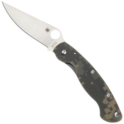 Spyderco Military Camo G-10 Handle Satin Blade