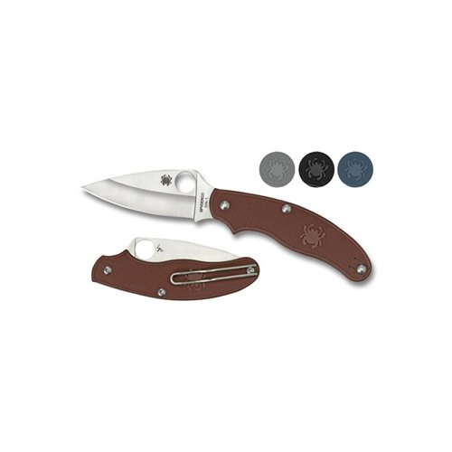 Spyderco UK Penknife Maroon FRN Leaf Blade Combo Edge Folding Knife