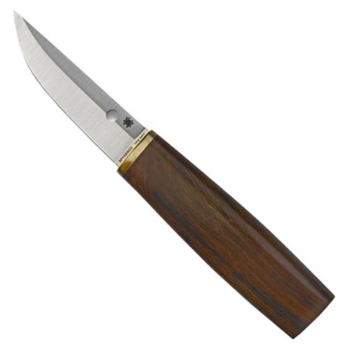 Spyderco Puukko Ironwood Plain Edge With Leather Sheath Fixed Blade Knife