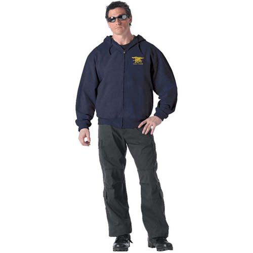 Ultra Force Zipper Hoodie W Navy Seal Trident - Navy