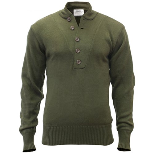 Mens GI Style 5-Button Acrylic Sweater