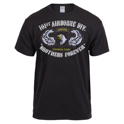 Black Ink 101st Airborne Division Printed T-Shirt