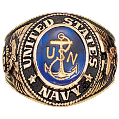 Deluxe Navy Brass Engraved Ring