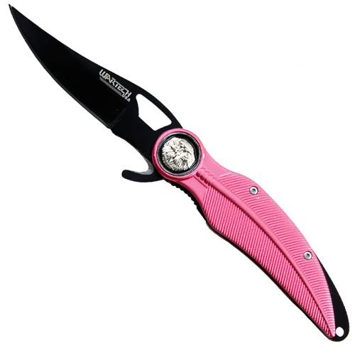 Wartech Feather Folding Knife w/ Hawk Emblem