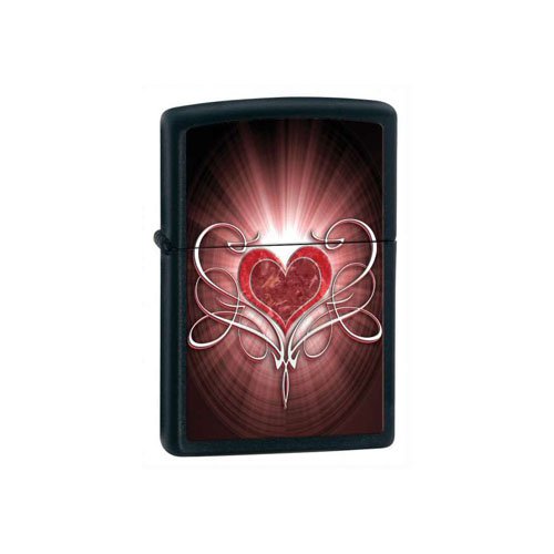 Zippo Love Heart Black Matte Lighter