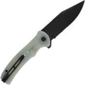 Explorer Cogent Folding Knife - Natural G10 Handle - Half Serrated 