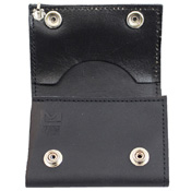 Tri-Fold Leather Chain Wallet with Coin Pocket