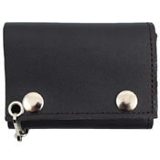 Tri-Fold Leather Chain Wallet with Coin Pocket