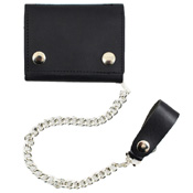Tri-Fold Leather Chain Wallet 