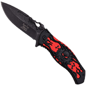 Dark Side Double Anodized Stamped Skull Handle Folding Knife