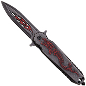 Dark Side Blades A028RD Red Dragon Printed on Handle folding Knife