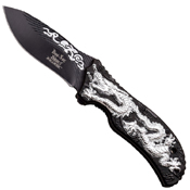 Dark Side Aluminum Handle Folding Knife with Dragon Art