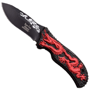 Dark Side Aluminum Handle Folding Knife with Dragon Art