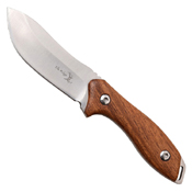 Elk Ridge Wood Handle Fixed Blade Knife w/ Leather Sheath