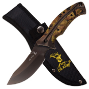 Elk Ridge Damascus Pattern Blade W/ Maple Wood Handle Fixed Knife