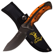 Elk Ridge Damascus Pattern Blade W/ Maple Wood Handle Fixed Knife