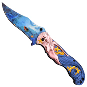 Masters Collection 3D Sculpted Mermaid Art Folding Knife
