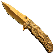 Masters Collection Sculpted Art Stainless Steel Handle Folding Knife