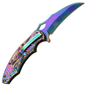 Masters Collection Laser Etch Titanium Coated Folding Blade Knife