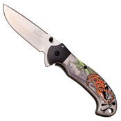 Masters Collection Embossed Tiger on Handle Folding Knife