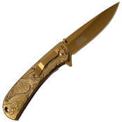 Masters Collection 3D Sculpted Stainless Steel Handle Folding Knife