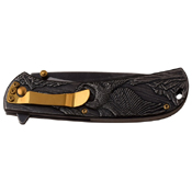 Masters Collection 3D Sculpted Stainless Steel Handle Folding Knife