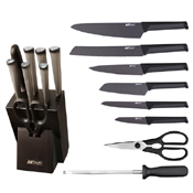 MTech USA 15 Pcs Kitchen Knife & Block Set w/ Sharpening Rod