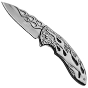 MTech USA Flame Cut Out Pattern Blade Folding Knife