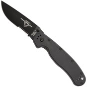OKC RAT Black Folding Knife - Half Serrated Edge
