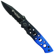 Smith & Wesson Blue-Black Extreme Ops Knife - Half Serrated Edge
