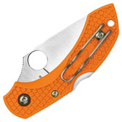 Spyderco Manbug Key Ring Knife  With Satin Plain Blade And Burnt Orange FRN Handles Sprint Run