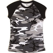 Womens Short Sleeve Camo Raglan T-Shirt